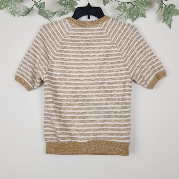 Universal Thread Size XS Striped Short Sleeve Stretch Cotton Blend Top Sweater - Picture 4 of 6